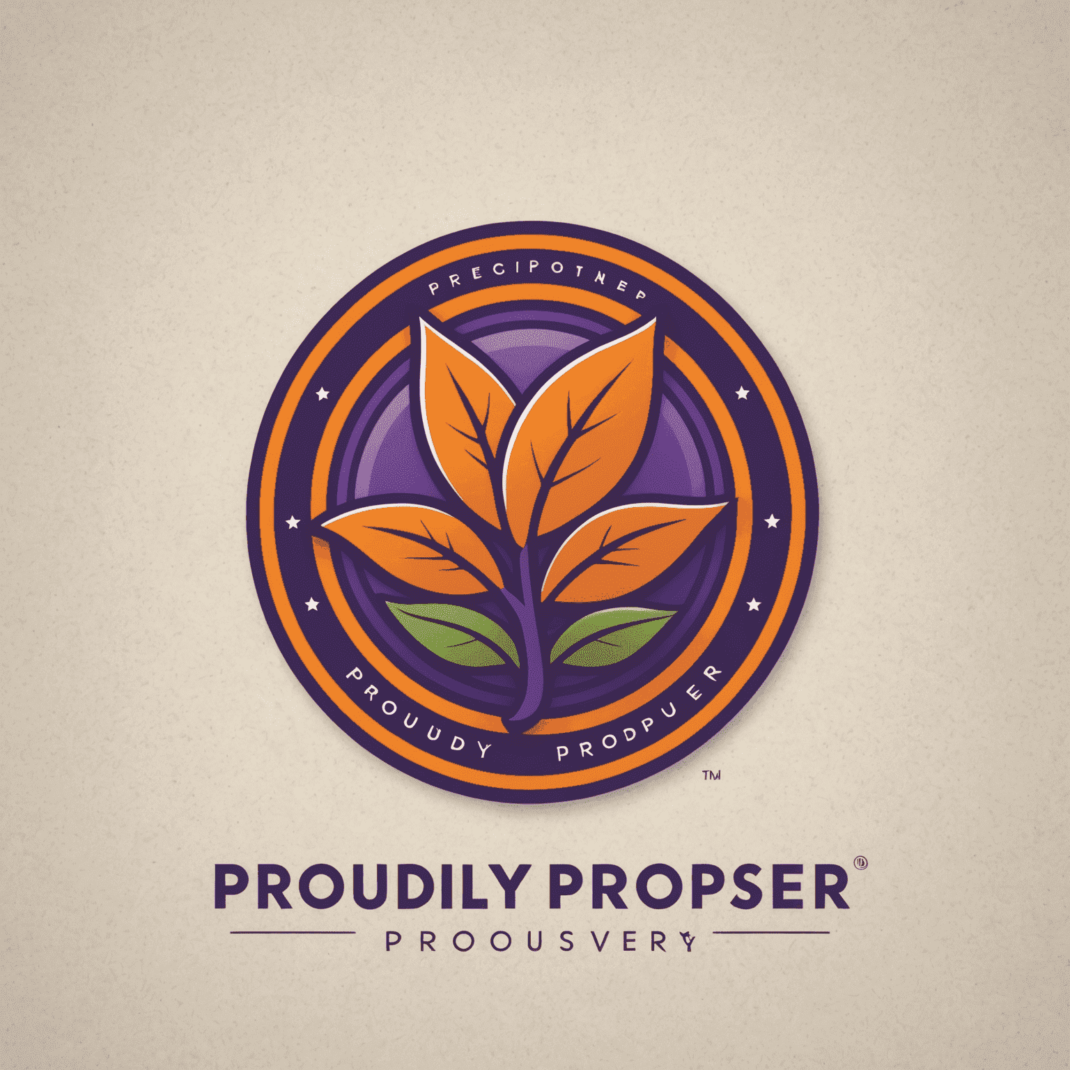 ProudlyProsper logo featuring a stylized orange and purple emblem representing growth and success