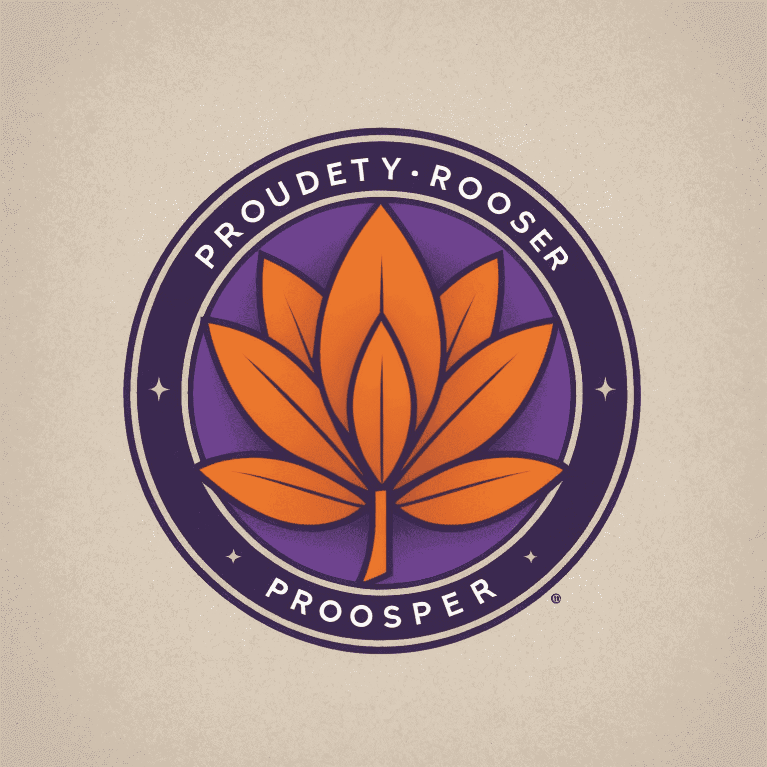 ProudlyProsper logo featuring a stylized orange and purple emblem representing growth and success