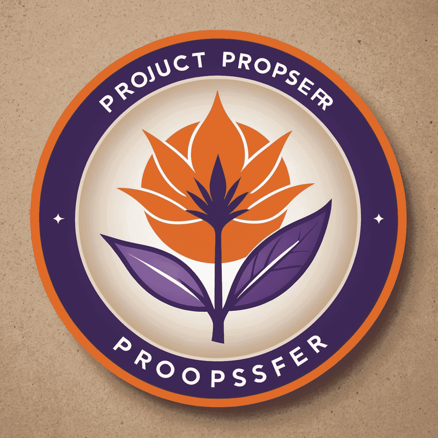 ProudlyProsper logo featuring a stylized orange and purple emblem representing growth and success